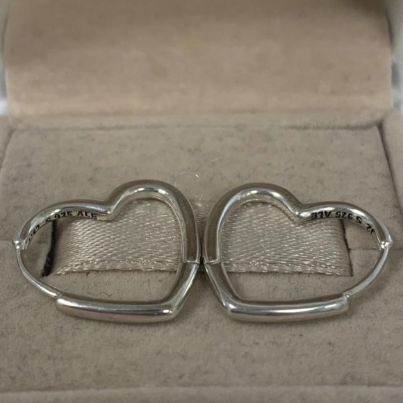 Pandora Asymmetrical Heart Hoop Earrings - Picture 2 of 5
